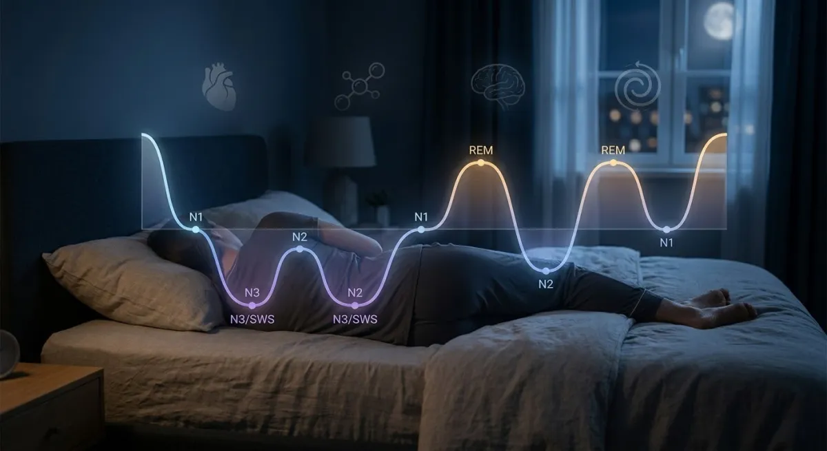 Sleep architecture showing NREM and REM sleep stages
